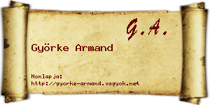 Györke Armand névjegykártya